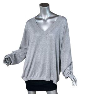 A New Day Women’s 1X Lightweight V Neck Soft Comfortable Grey Sweater NEW